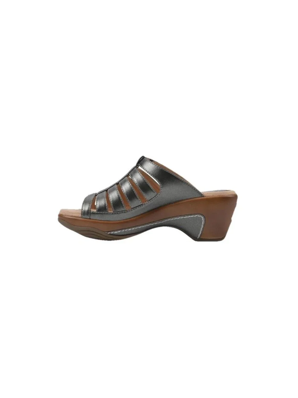 New White Mountain Valencia Pewter Metallic Strappy Clog Sandals Women’s 8.5M - Picture 4 of 7